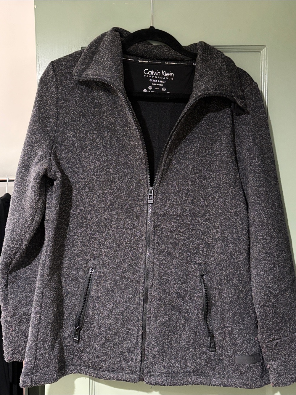 Calvin Klein Charcoal Gray Full-Zip Sweater Jacket